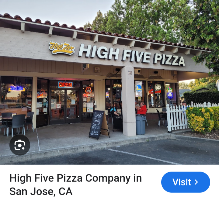 High Five Pizza — food and interior